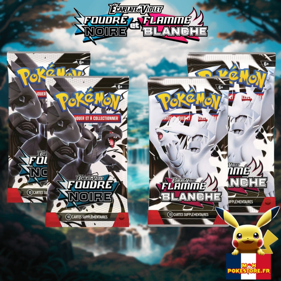 Pokemon EV10.5 Coffret Victini Foudre Noir et Flamme Blanche boosters