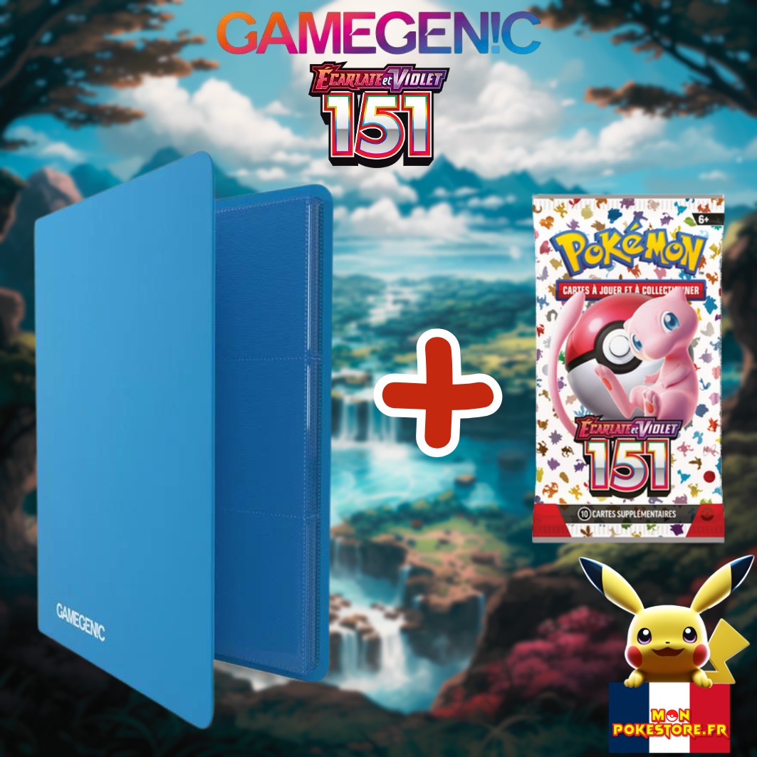 Pokemon EV3.5 Booster 151 avec portfolio gamegenic bleu