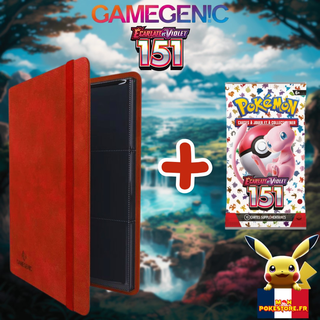 Pokemon EV3.5 Booster 151 avec portfolio gamegenic rouge
