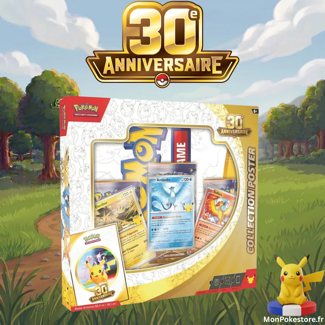 Collection Poster 30e Anniversaire Pokémon – Artikodin, Électhor, Sulfura – VF