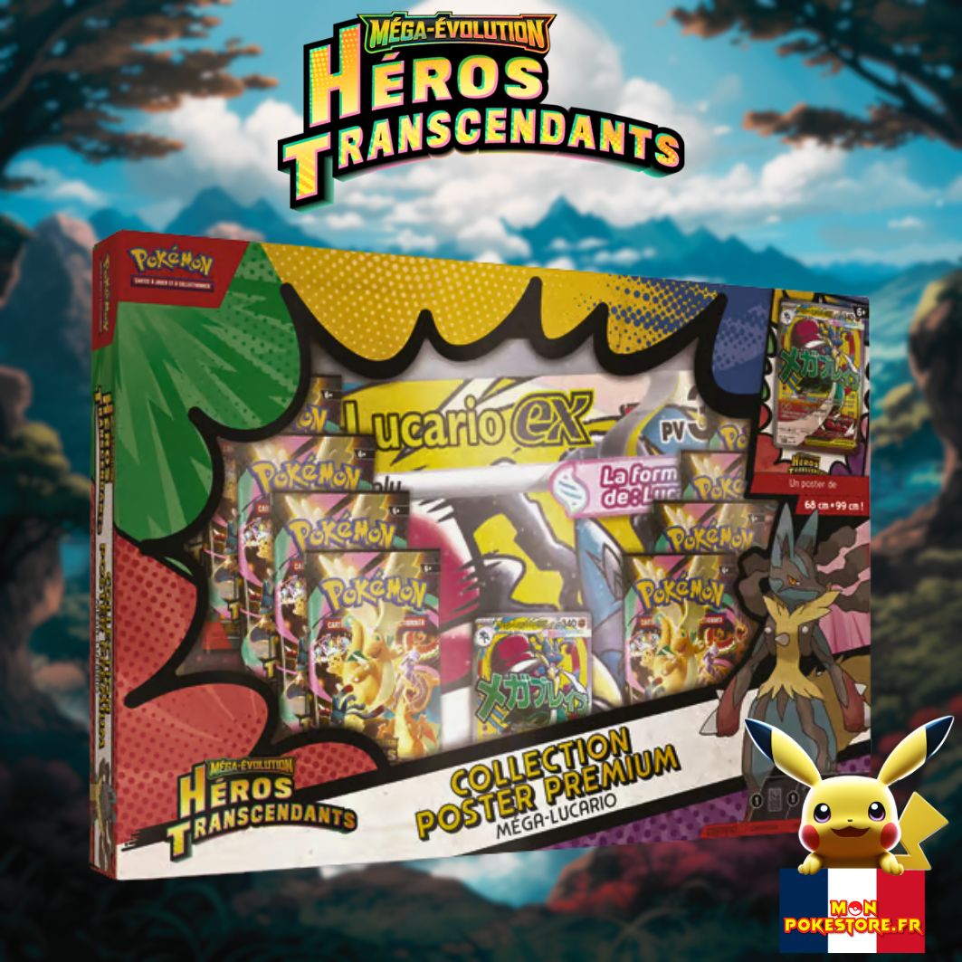 [ME2.5] : Coffret poster Premium Méga-Lucario-Ex - Héros Transcendants - VF