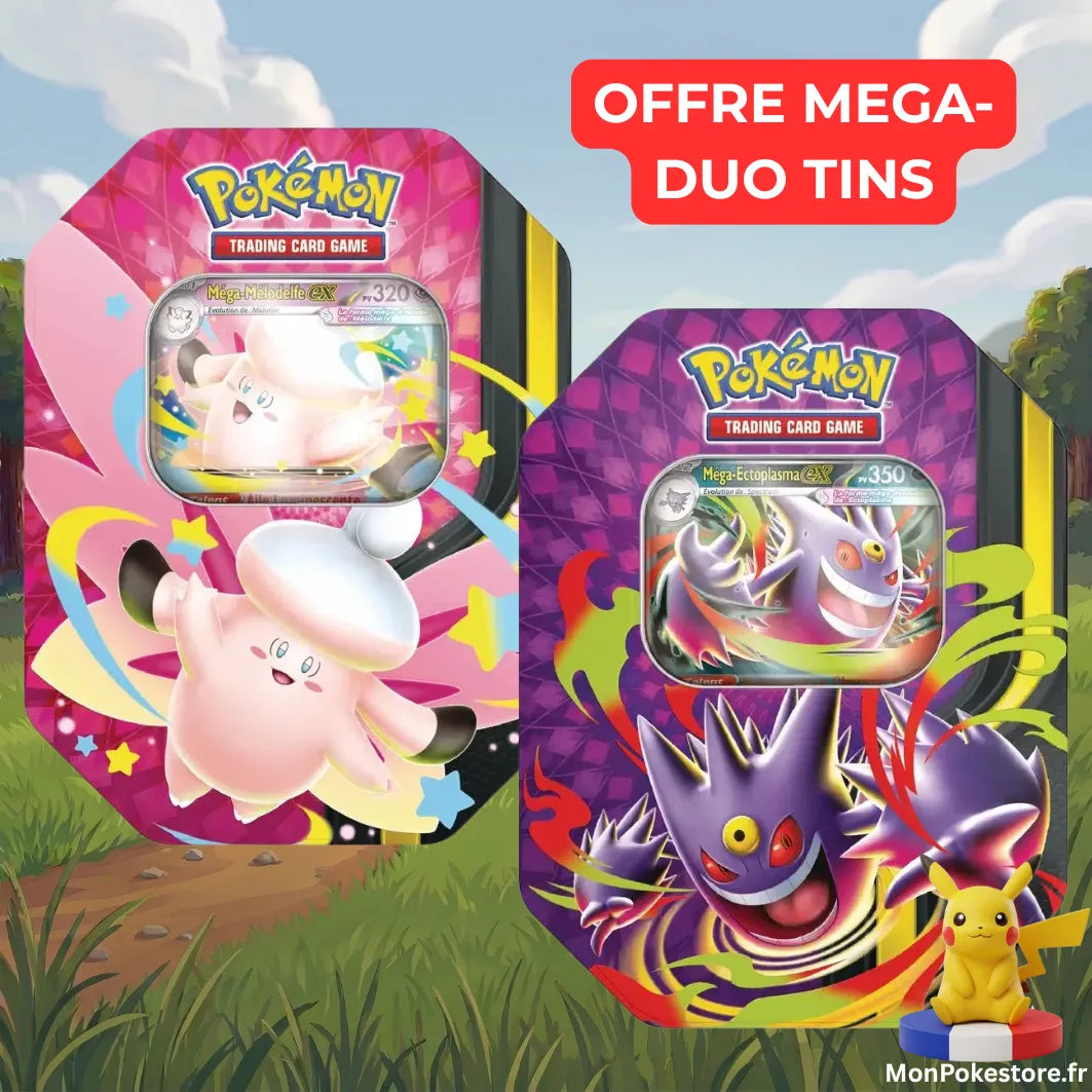 Produit pokémon offre duo pokéboxe Méga Evolution Ectoplasma + Méga Mélodelfe