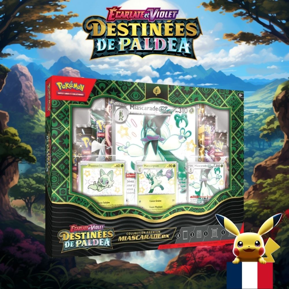 Coffret Pokémon Collection Premium Miascadade EV4.5 Destinées de Paldéa 8 Boosters Monpokestore
