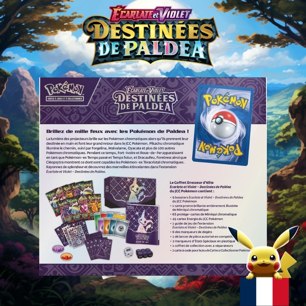 ETB Pokémon EV4.5 Destinées de Paldéa - 9 Boosters - vue arriere Monpokestore 