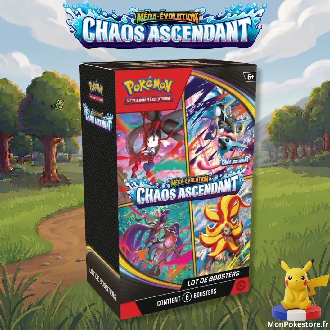 Pokémon JCC – Bundle de 6 Boosters Chaos Ascendant (ME04) – VF