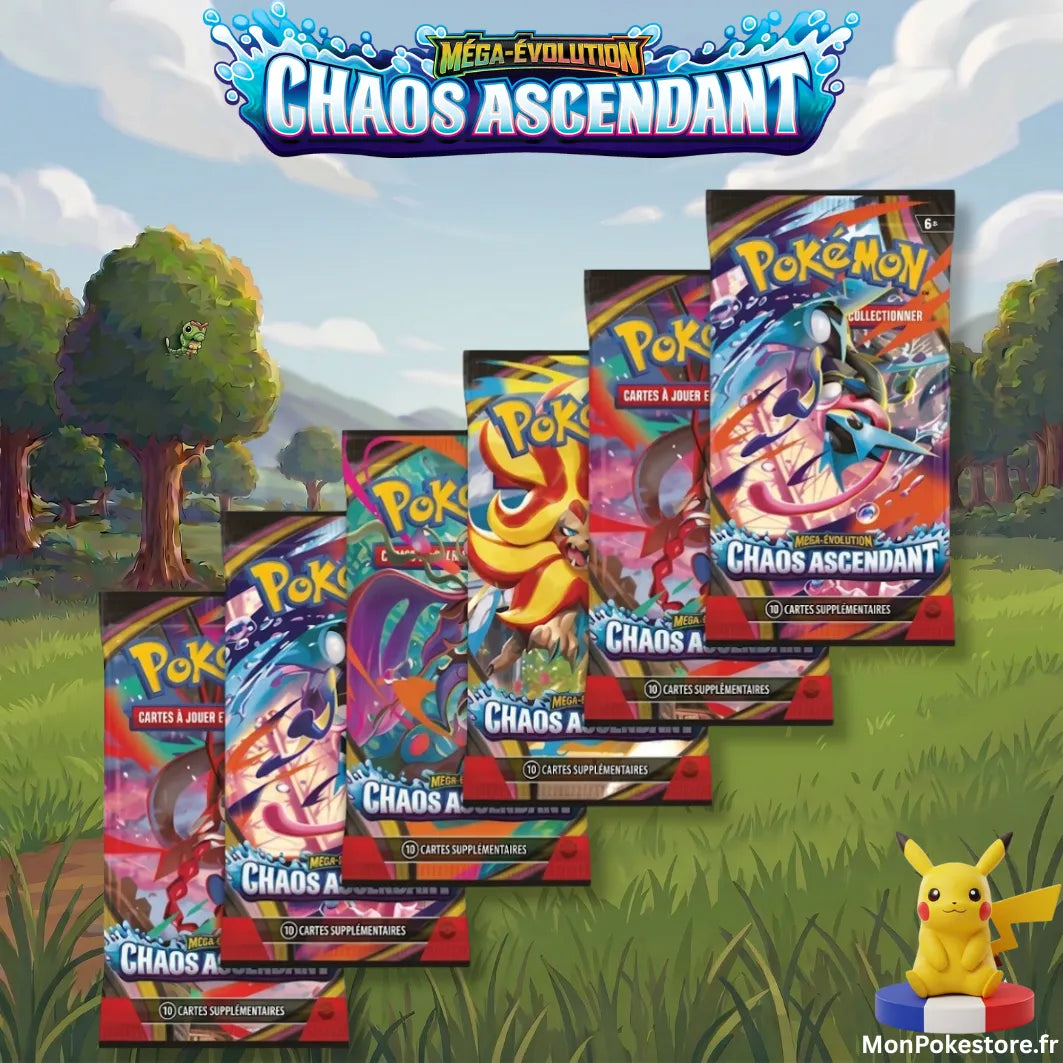 Pokémon JCC – Bundle de 6 Boosters Chaos Ascendant (ME04) – VF