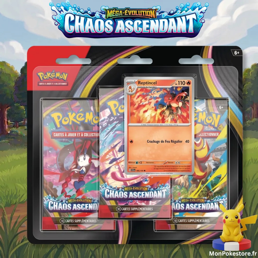 Pokémon JCC – Pack 3 Boosters Reptincel : Chaos Ascendant (ME04) – VF
