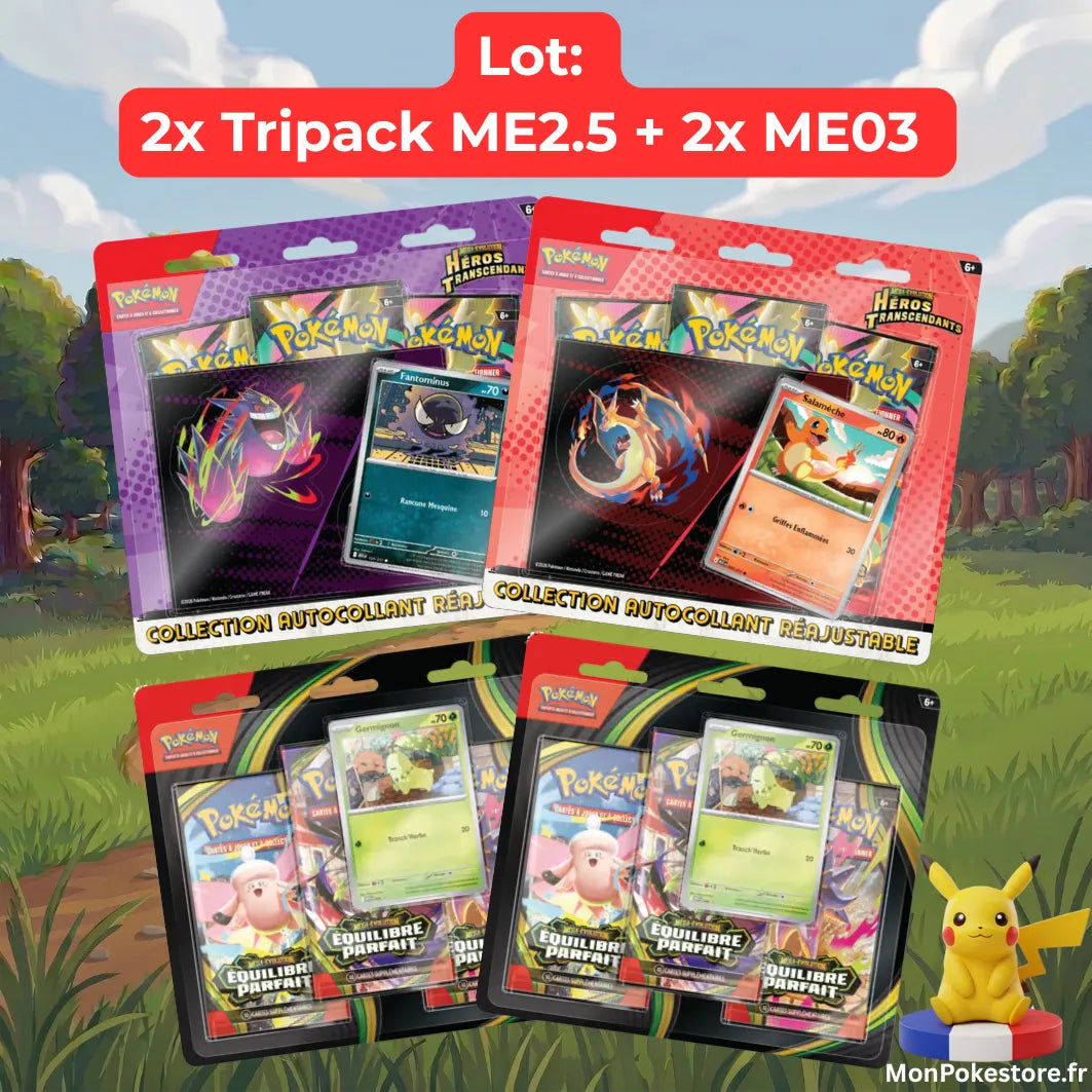 Lot 4 Tripacks Pokémon : 2x ME2.5 + 2x ME03 – VF Scellés